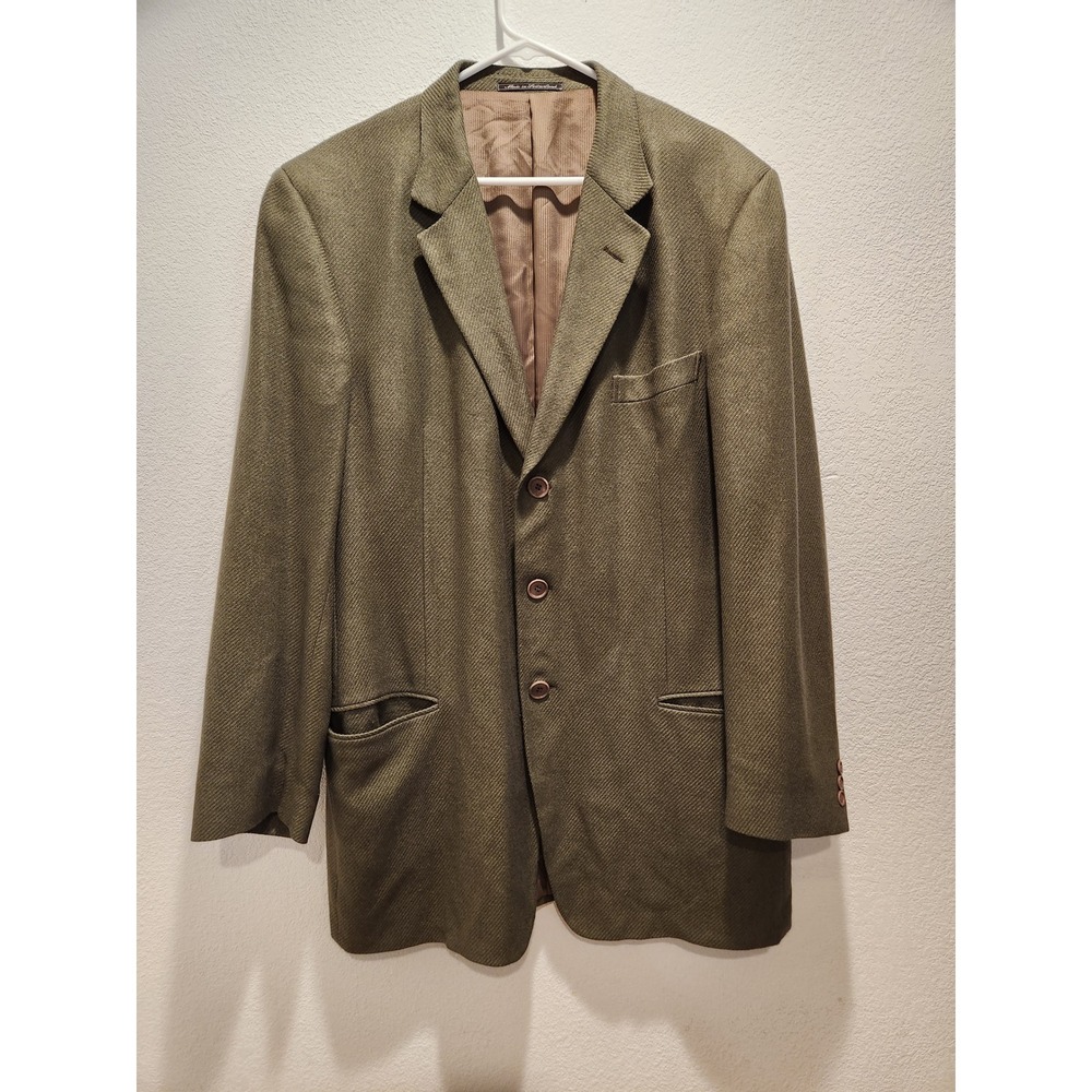 Ermenegildo Zegna Soft Silk Cashmere Blazer IT56 46R Brown Jacket olive green‎